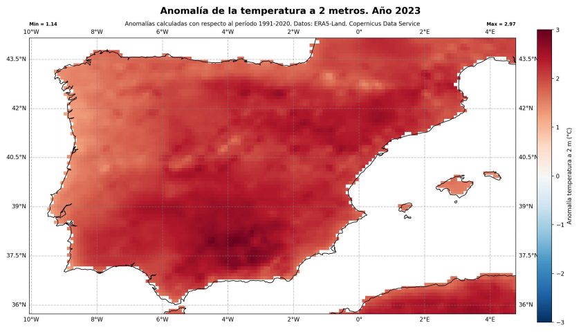 Anomalía de temperatura año 2023