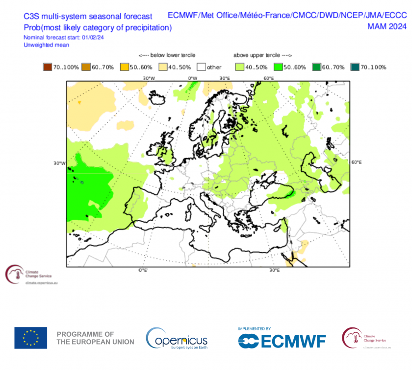Previsión estacional de precipitación marzo-abril-mayo 2024